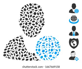 Dotted Mosaic based on global manager. Mosaic vector global manager is designed with scattered ellipse items. Bonus icons are added.