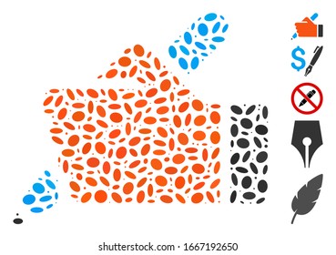Dotted Mosaic based on hand pencil. Mosaic vector hand pencil is formed with randomized elliptic dots. Bonus icons are added.