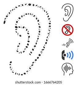 Dotted Mosaic based on hear. Mosaic vector hear is designed with random ellipse elements. Bonus icons are added.