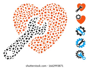Dotted Mosaic based on heart repair. Mosaic vector heart repair is created with scattered elliptic items.
