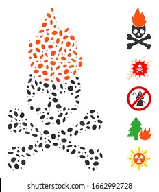 Dotted Mosaic based on hell fire. Mosaic vector hell fire is composed with randomized oval items.