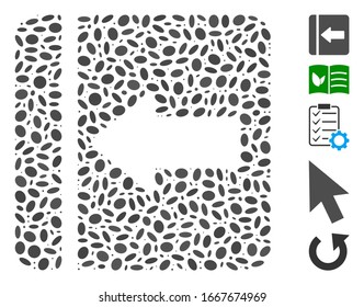 Dotted Mosaic based on hide menu left. Mosaic vector hide menu left is designed with random elliptic dots. Bonus icons are added.