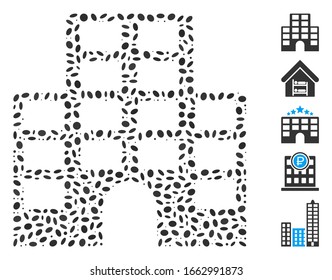 Dotted Mosaic based on hotel. Mosaic vector hotel is formed with random ellipse dots.