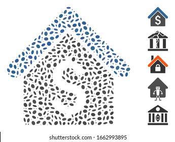 Dotted Mosaic based on house rent. Mosaic vector house rent is composed with random elliptic spots.
