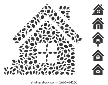 Dotted Mosaik auf der Grundlage von Haus Veranda. Die Mosaik Vektorillustration ist mit verstreuten elliptischen Elementen erbaut. Bonussymbole werden hinzugefügt.