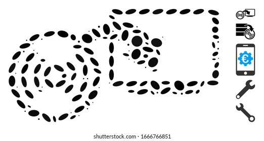 Dotted Mosaic based on install disc to PC. Mosaic vector install disc to PC is created with random oval spots. Bonus icons are added.