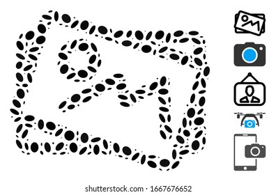 Dotted Mosaic based on landscape pictures. Mosaic vector landscape pictures is created with scattered elliptic elements. Bonus icons are added.
