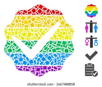Mosaico distorsionado basado solamente para LGBT. El vector mosaico sólo se crea con puntos rectangulares dispersos. Se agregan iconos de bonificación.