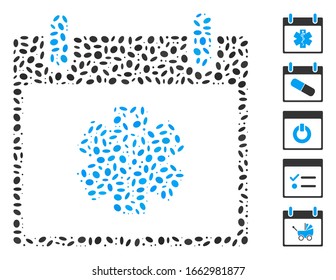 Dotted Mosaic basierend auf Lebensstern Kalendertag. Mosaik Vektorillustration Lebenssternkalender Tag wird mit zufälligen elliptischen Punkten erstellt.