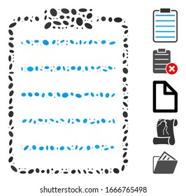 Dotted Mosaic based on list page. Mosaic vector list page is designed with random elliptic spots. Bonus icons are added.