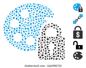 Dotted Mosaic based on lock palette. Mosaic vector lock palette is designed with scattered elliptic elements.