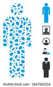Dotted Mosaic based on man. Mosaic vector man is formed with random ellipse spots. Bonus icons are added.