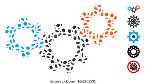 Mosaico distorsionado basado en la mecánica. La mecánica de los vectores mosaicos está formada por puntos elípticos dispersos.