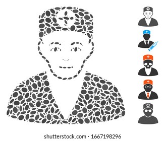Dotted Mosaic based on medic. Mosaic vector medic is designed with random elliptic dots. Bonus icons are added.