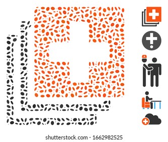 Dotted Mosaic based on medical documents. Mosaic vector medical documents is formed with random elliptic spots.