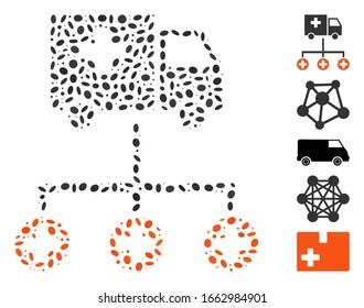 Dotted Mosaic based on medical delivery structure. Mosaic vector medical delivery structure is formed with random elliptic spots.