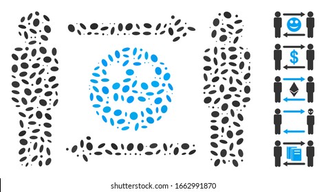 Dotted Mosaic based on men smile exchange. Mosaic vector men smile exchange is designed with random oval elements.