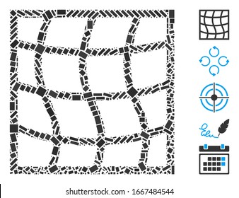 Dotted Mosaic based on mesh. Mosaic vector mesh is formed with scattered rectangular dots. Bonus icons are added.