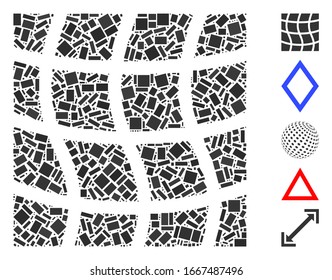 Dotted Mosaic based on mesh square. Mosaic vector mesh square is formed with scattered rectangular dots. Bonus icons are added.