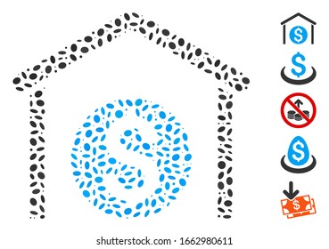 Dotted Mosaic based on money storage. Mosaic vector money storage is formed with scattered elliptic elements.