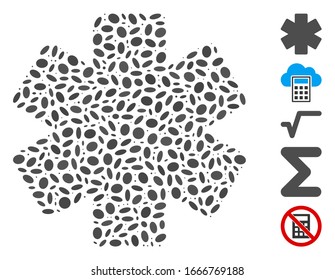 Dotted Mosaic based on multiply math operation. Mosaic vector multiply math operation is designed with randomized ellipse dots. Bonus icons are added.