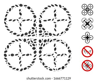 Dotted Mosaic based on nanocopter. Mosaic vector nanocopter is designed with randomized elliptic items. Bonus icons are added.
