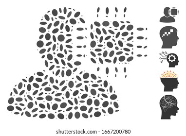 Dotted Mosaic based on neuro interface. Mosaic vector neuro interface is created with random elliptic spots. Bonus icons are added.