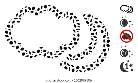 Dotted Mosaic based on night clouds. Mosaic vector night clouds is formed with scattered oval spots.