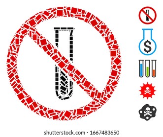 Dotted Mosaic based on no testtube. Mosaic vector no testtube is formed with randomized rectangular elements. Bonus icons are added.