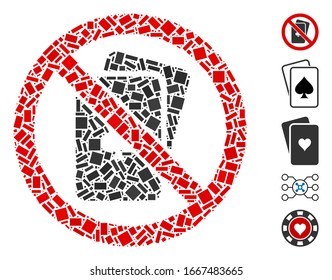 Dotted Mosaic based on no playing cards. Mosaic vector no playing cards is created with randomized rectangular elements. Bonus icons are added.