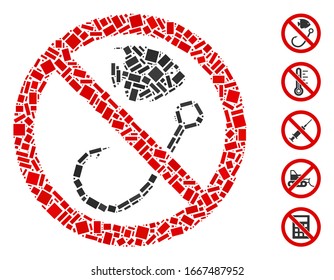 Dotted Mosaic based on no fishing. Mosaic vector no fishing is composed with random rectangular spots. Bonus icons are added.