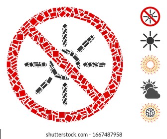 Gedottes Mosaik auf der Grundlage von kein Sonnenlicht. Mosaikische Vektorillustration ohne Sonnenlicht wird mit verstreuten rechteckigen Flecken erzeugt. Bonussymbole werden hinzugefügt.