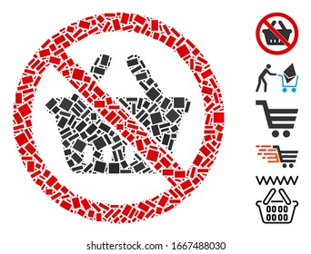 Mosaico distorsionado basado en la cesta de la compra. El vector mosaico no cesta de compras se crea con objetos rectangulares aleatorizados. Se agregan iconos de bonificación.
