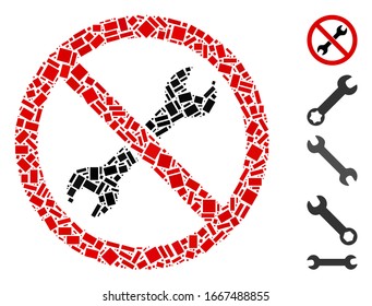 Dotted Mosaik auf der Grundlage von kein Reparaturschlüssel. Mosaike Vektorillustration kein Reparaturschlüssel ist mit zufälligen Rechteckelementen konstruiert. Bonussymbole werden hinzugefügt.