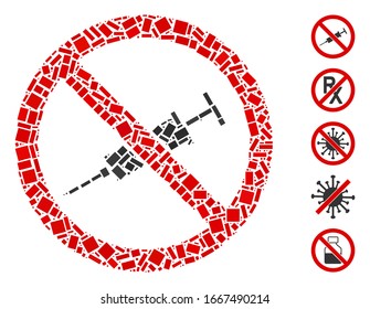 Dotted Mosaic based on no injection. Mosaic vector no injection is designed with scattered rectangle dots. Bonus icons are added.