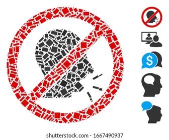 Dotted Mosaic based on no talking. Mosaic vector no talking is designed with randomized rectangular dots. Bonus icons are added.