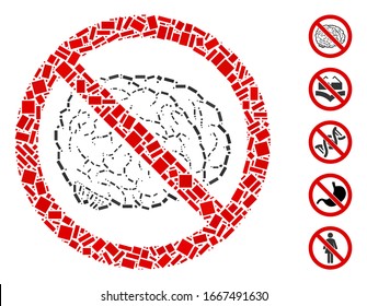 Dotted Mosaic based on no brain. Mosaic vector no brain is designed with random rectangle elements. Bonus icons are added.
