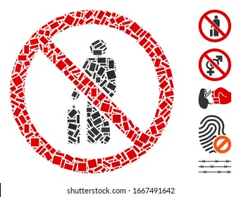 Dotted Mosaic based on no passenger. Mosaic vector no passenger is formed with randomized rectangular dots. Bonus icons are added.