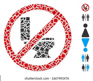 Dotted Mosaik auf der Grundlage von keine Toilettenschüssel. Mosaike Vektorillustration auf der Toilettenschüssel ist mit verstreuten rechteckigen Flecken gebildet. Bonussymbole werden hinzugefügt.