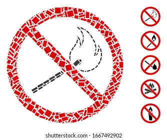 Dotted Mosaic based on no fired match. Mosaic vector no fired match is created with scattered rectangular dots. Bonus icons are added.
