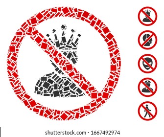 Dotted Mosaic based on no king. Mosaic vector no king is formed with randomized rectangular dots. Bonus icons are added.