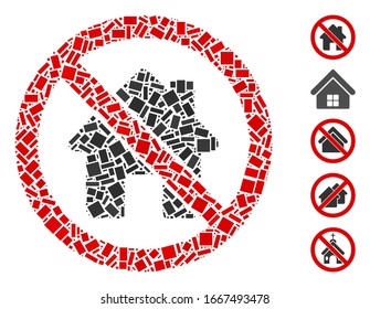 Dotted Mosaic based on no home. Mosaic vector no home is designed with random rectangular dots. Bonus icons are added.