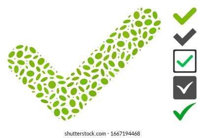 Dotted Mosaic based on OK. Mosaic vector OK is created with randomized oval spots. Bonus icons are added.