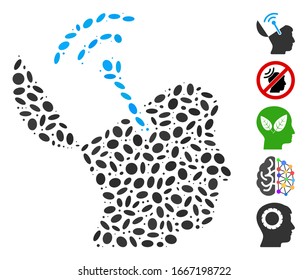 Dotted Mosaic based on open brain radio interface. Mosaic vector open brain radio interface is designed with randomized elliptic items. Bonus icons are added.
