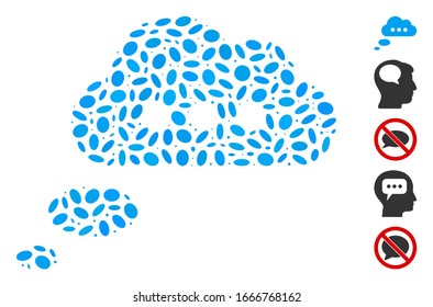 Dotted Mosaic based on opinion cloud. Mosaic vector opinion cloud is created with randomized ellipse dots. Bonus icons are added.