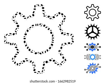 Dotted Mosaic based on outline gearwheel. Mosaic vector outline gearwheel is designed with scattered oval items.