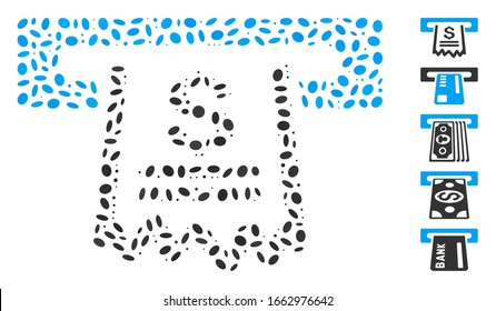 Dotted Mosaic based on paper receipt machine. Mosaic vector paper receipt machine is created with scattered oval elements.
