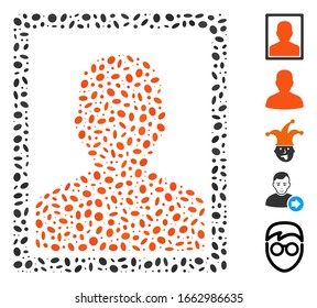 Dotted Mosaic based on patient portrait. Mosaic vector patient portrait is created with randomized oval items.