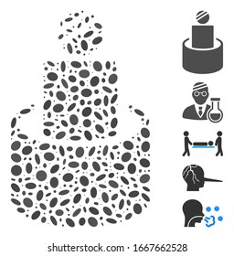 Dotted Mosaic based on patient isolation. Mosaic vector patient isolation is designed with scattered elliptic items. Bonus icons are added.