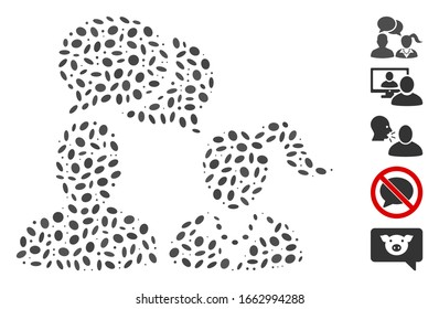 Dotted Mosaic based on people dating chat. Mosaic vector people dating chat is created with randomized oval items.